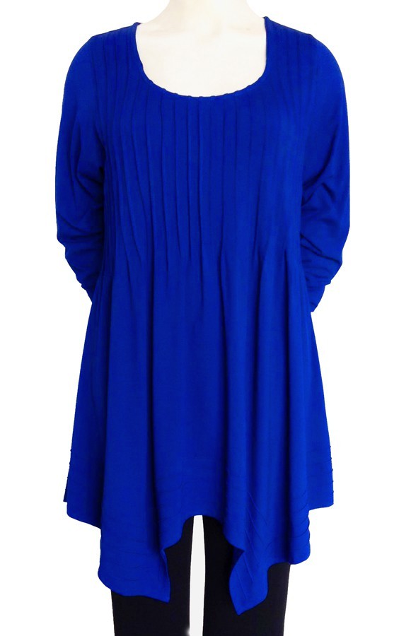 Sixteen47: CLASSIC Cobalt blue CREPE Jersey Pointy Hem tunic