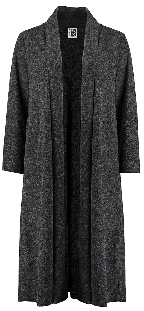 Sixteen47: Charcoal Knitted Long Jersey Long Coat