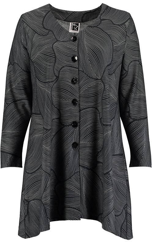 Sixteen47: Dark Grey Waves Warm Jersey Cardigan/Jacket