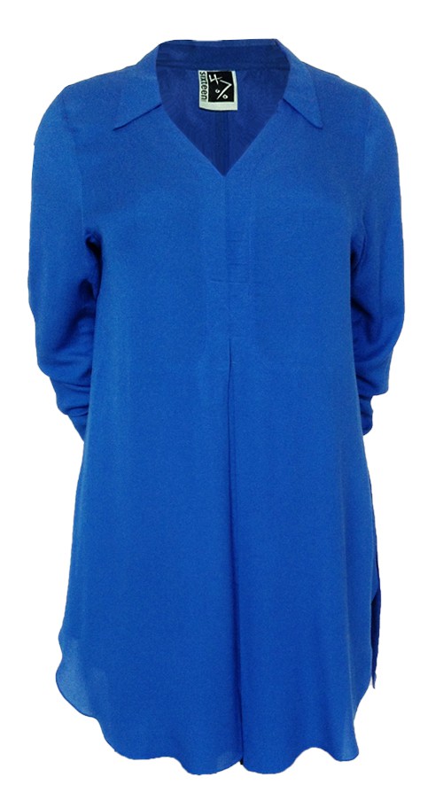 Sixteen47: Royal Blue Crepe Shirt with front pleat