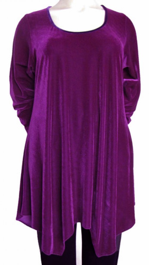 Sixteen47: Violet stretch velvet tunic with Pointy hemline