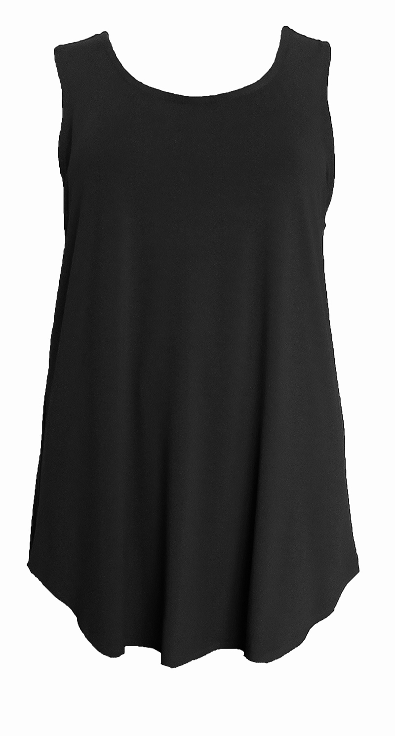 Camisole With Curved Hemline  Black crepe jersey - warm
